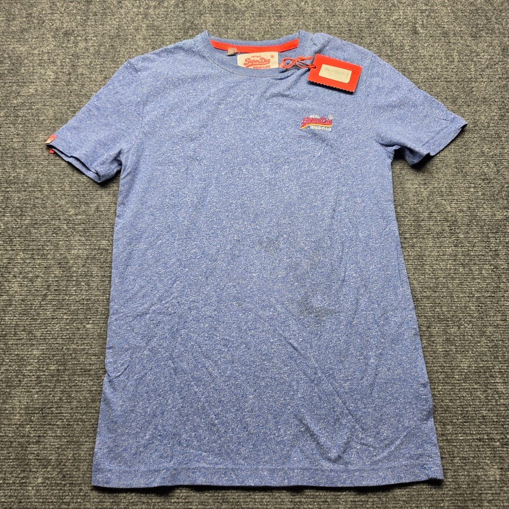 Superdry Vintage Orange Label Mens XS Heather Blue Embroidered T-Shirt
